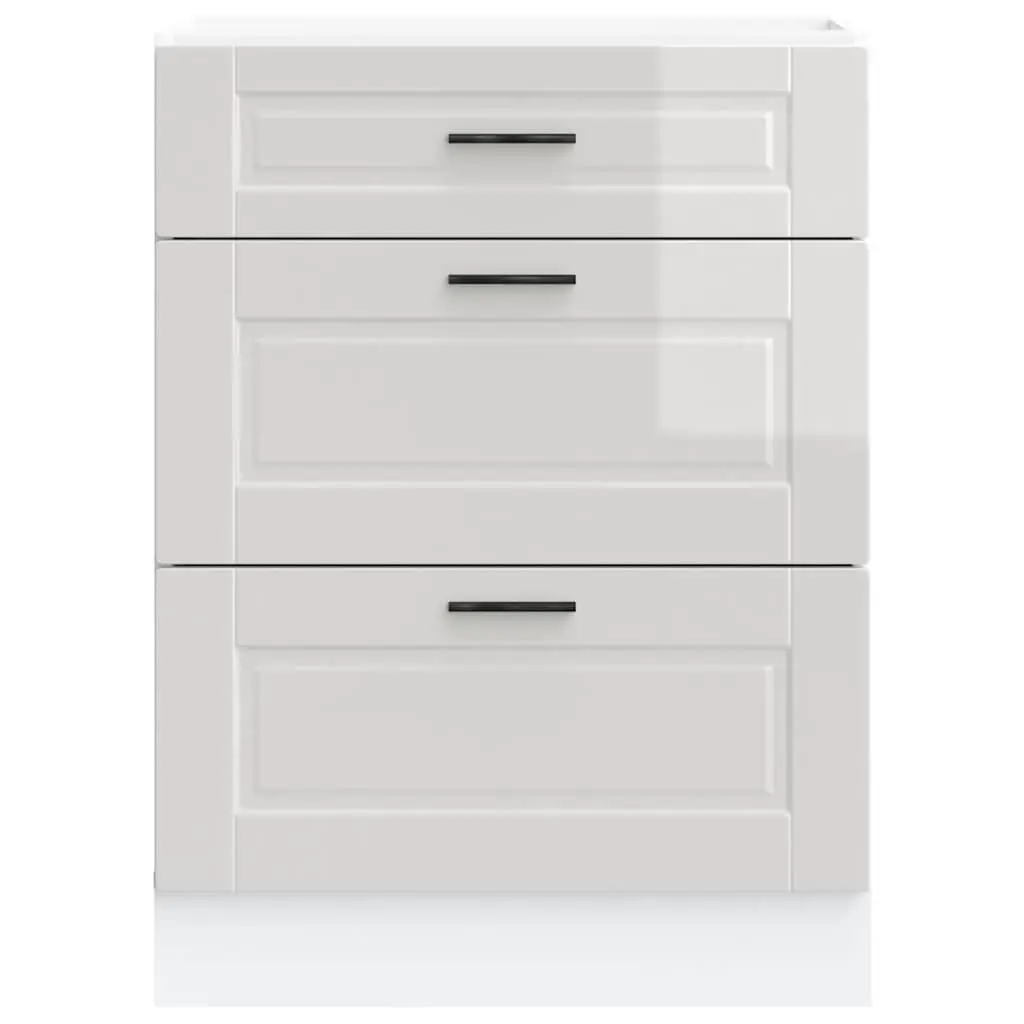 High Gloss White Engineered Wood Kitchen Base Cabinet