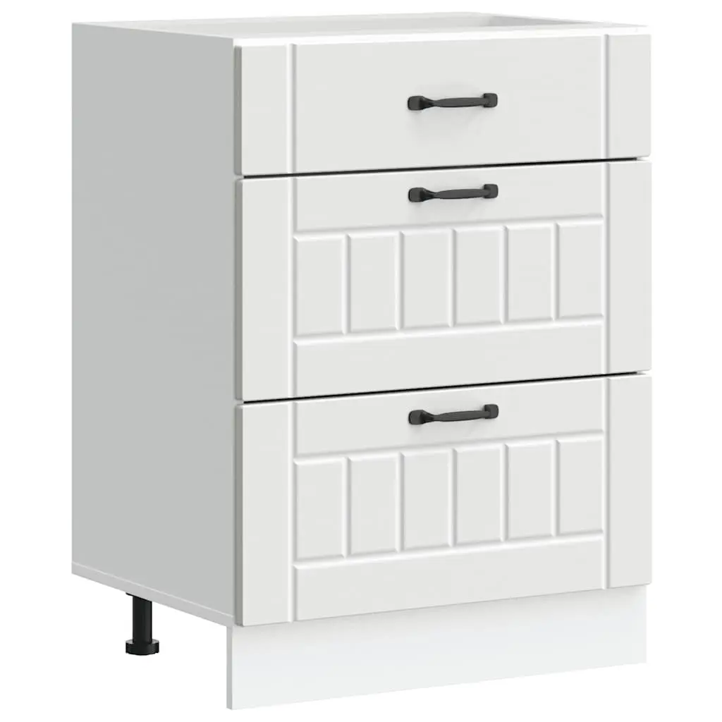 White Engineered Wood Kitchen Base Cabinet