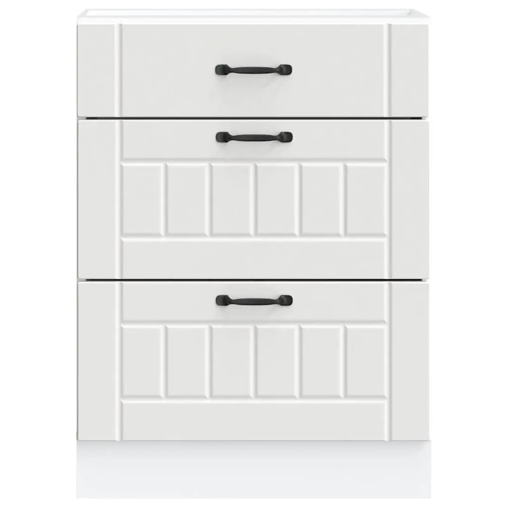 White Engineered Wood Kitchen Base Cabinet