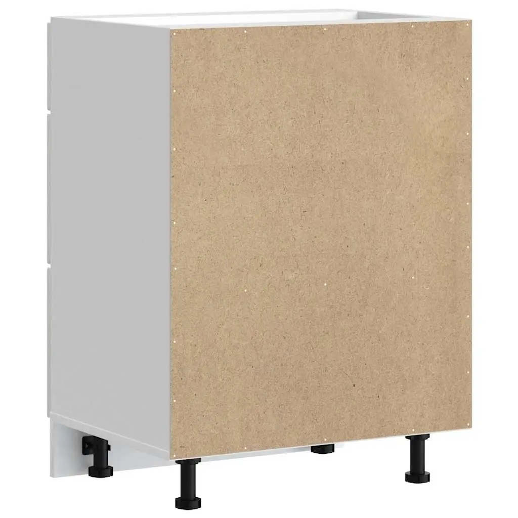 White Engineered Wood Kitchen Base Cabinet with Adjustable Feet