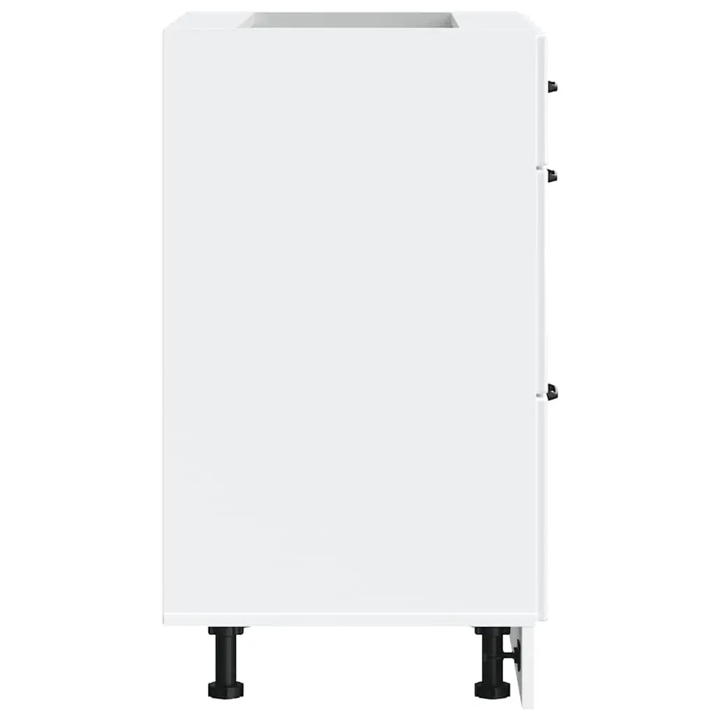 White Engineered Wood Kitchen Base Cabinet with Adjustable Feet