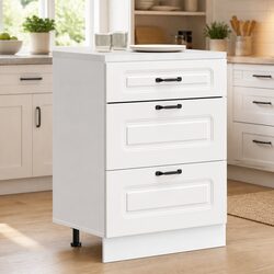 White Kitchen Base Cabinet with Adjustable Feet