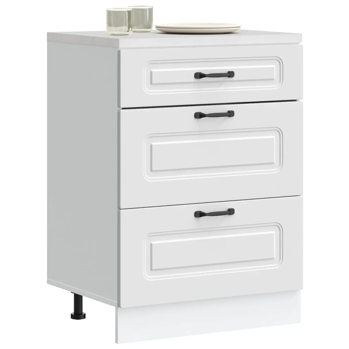 White Kitchen Base Cabinet with Adjustable Feet