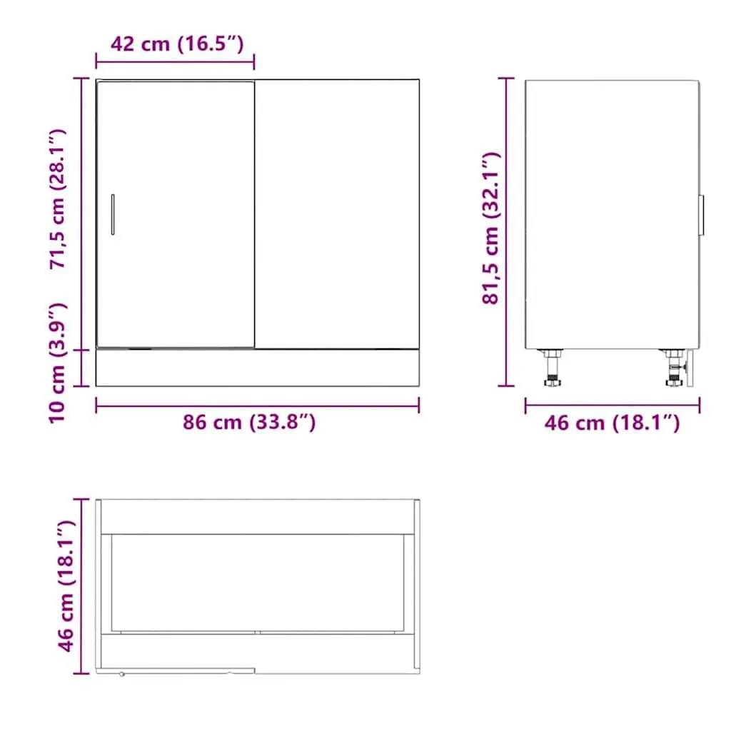 White Engineered Wood Kitchen Base Cabinet