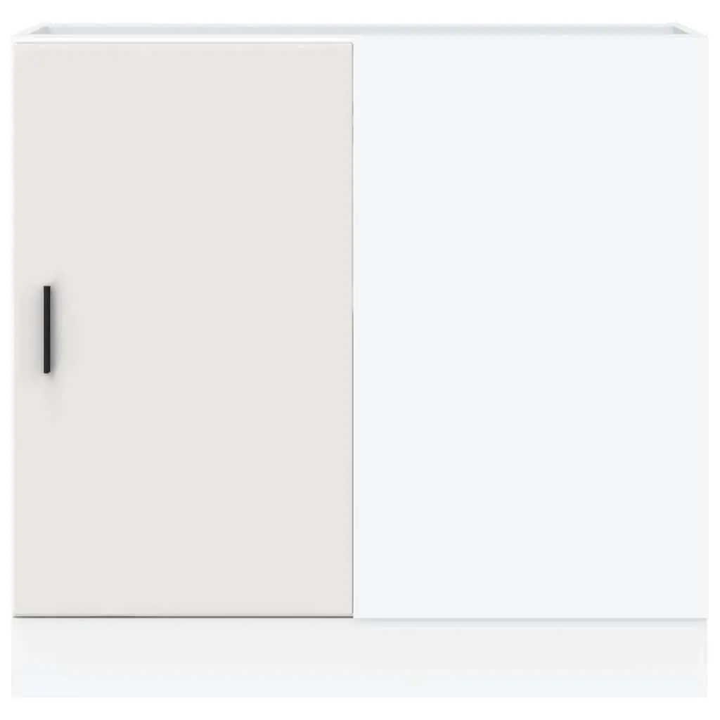 White Engineered Wood Kitchen Base Cabinet