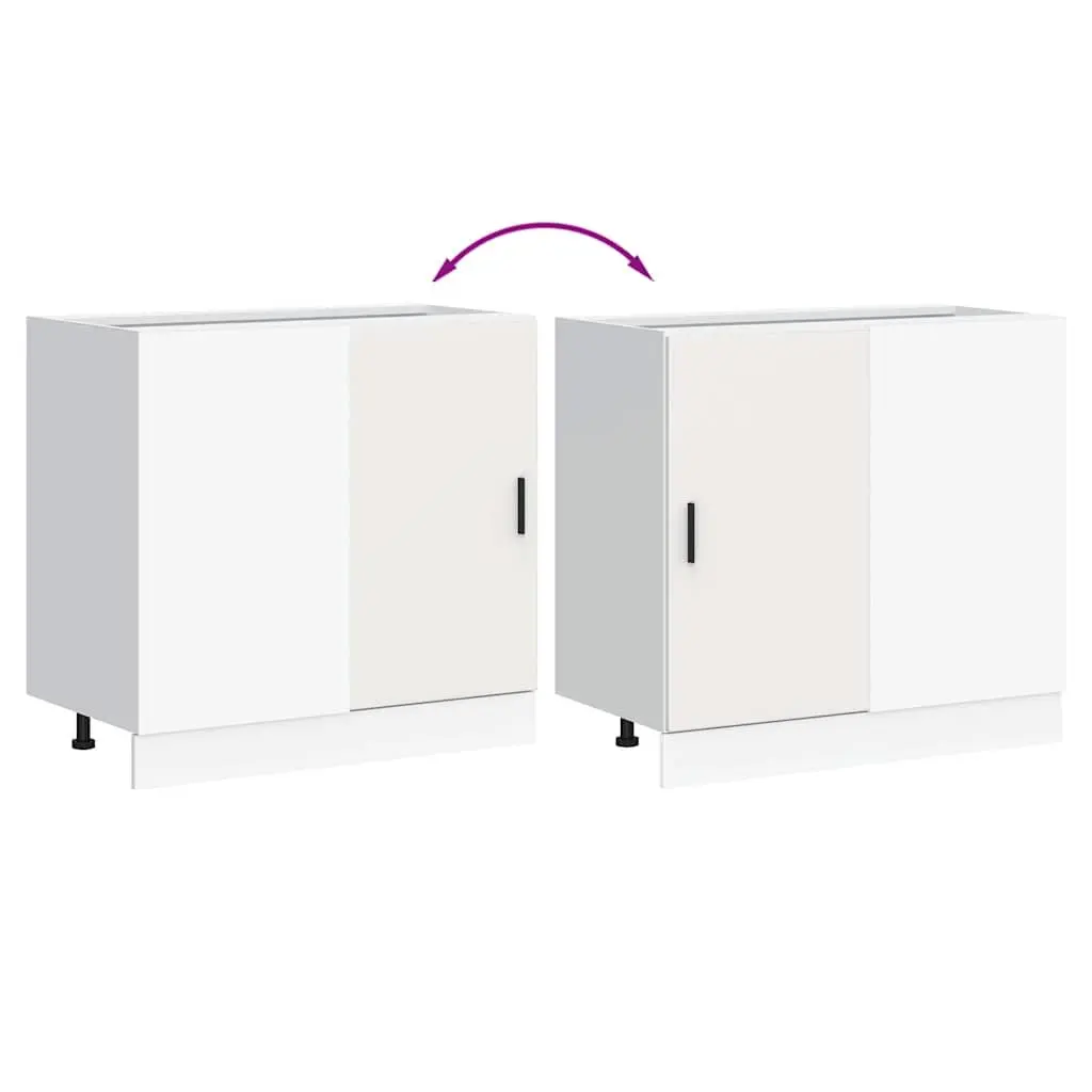 White Engineered Wood Kitchen Base Cabinet