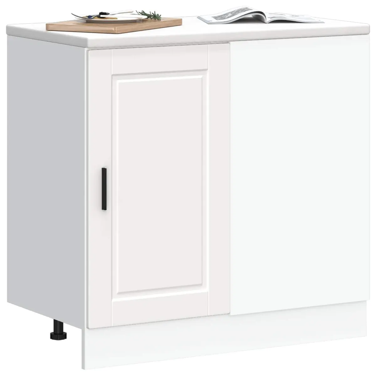 White Engineered Wood Kitchen Base Cabinet