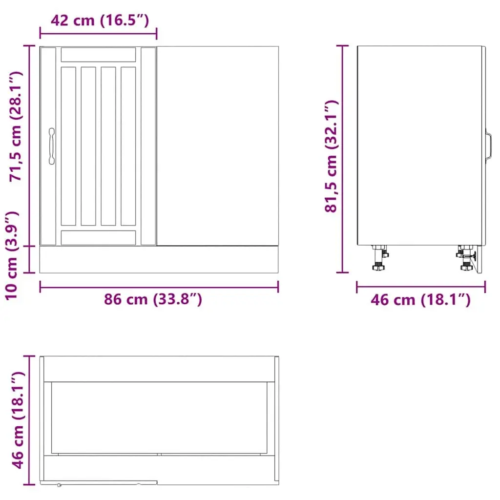 Kitchen Base Cabinet in White Engineered Wood