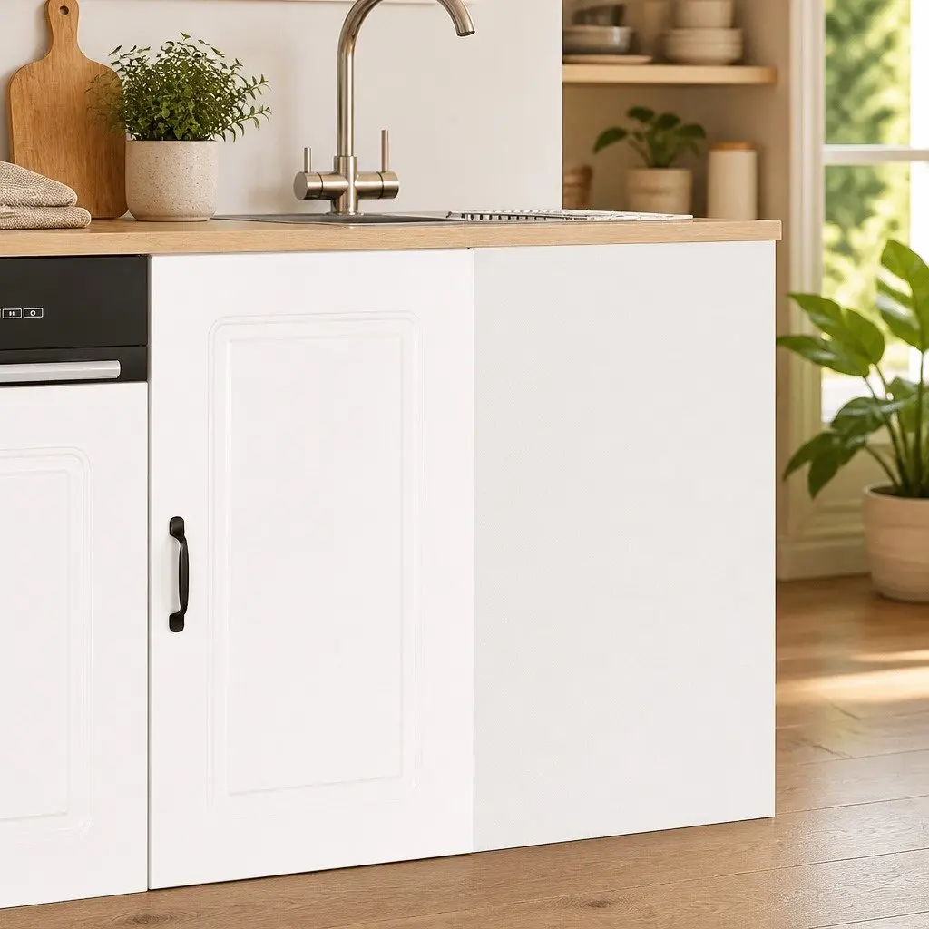 White Engineered Wood Kitchen Base Cabinet