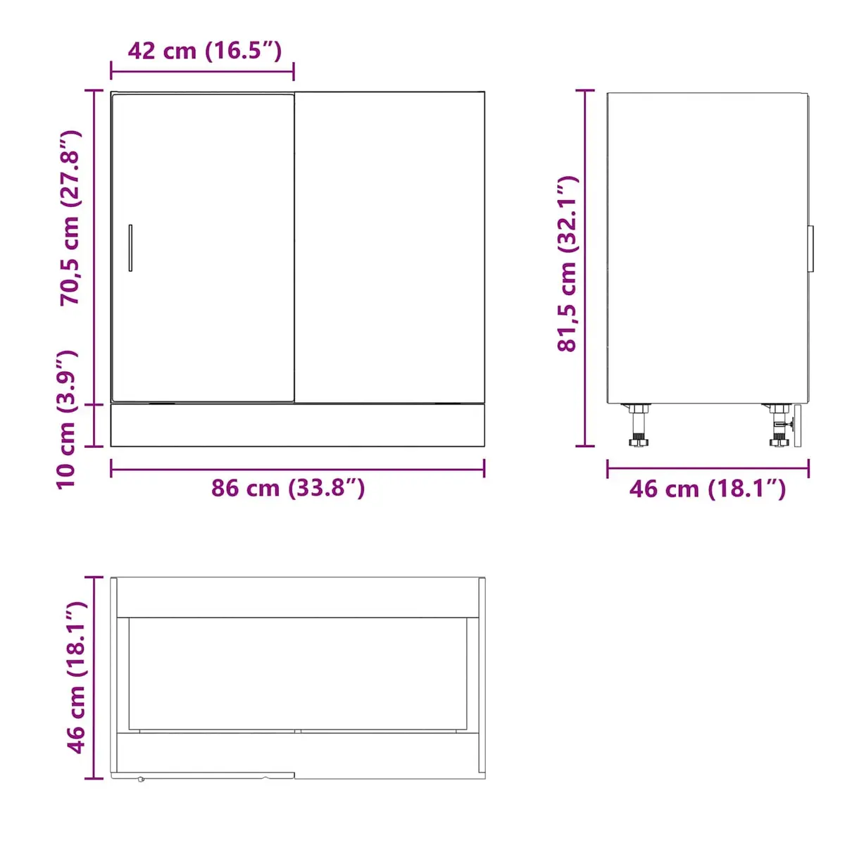 White Engineered Wood Kitchen Base Cabinet