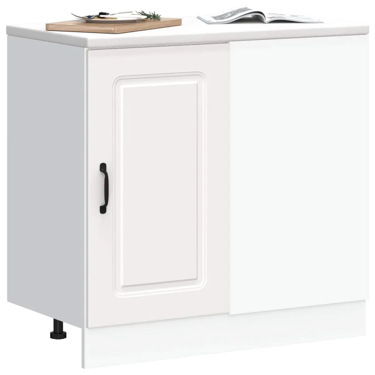 White Engineered Wood Kitchen Base Cabinet