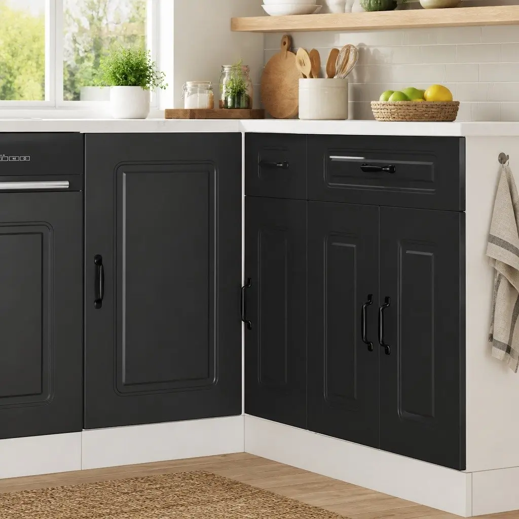 Black Engineered Wood Kitchen Base Cabinet