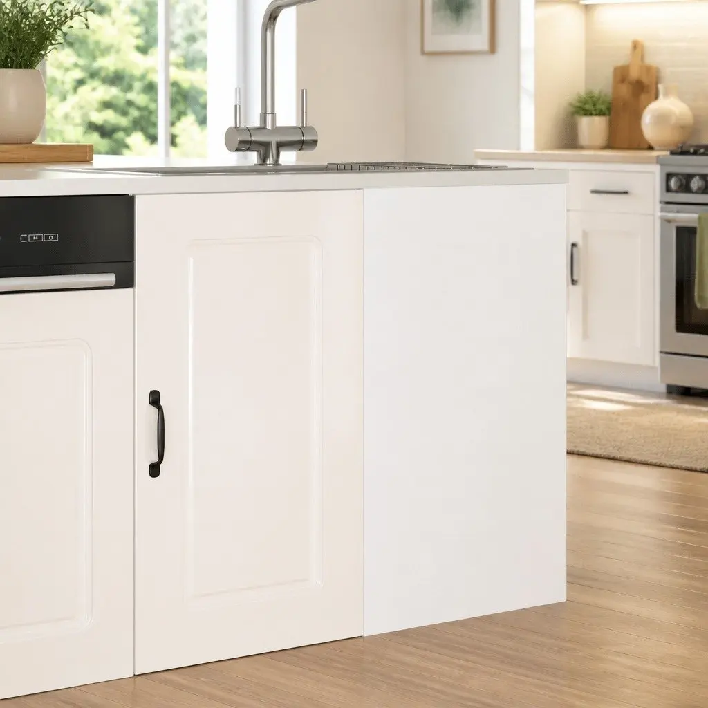 High Gloss White Engineered Wood Kitchen Base Cabinet