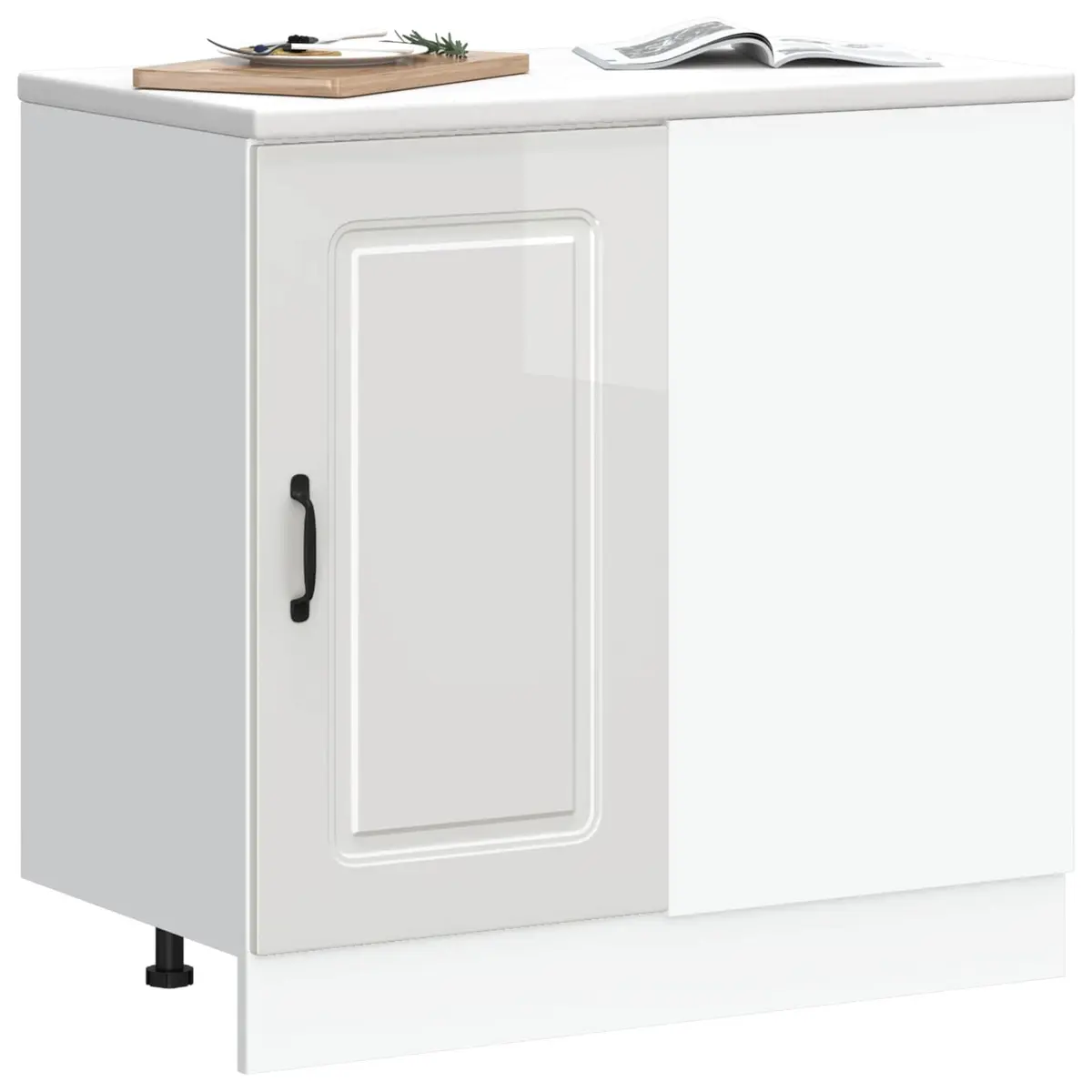 High Gloss White Engineered Wood Kitchen Base Cabinet