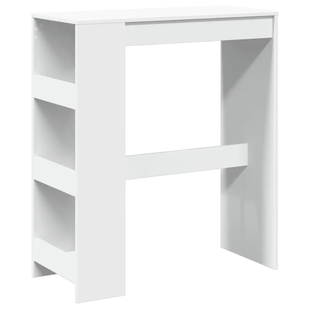 White Bar Table with Storage Shelves