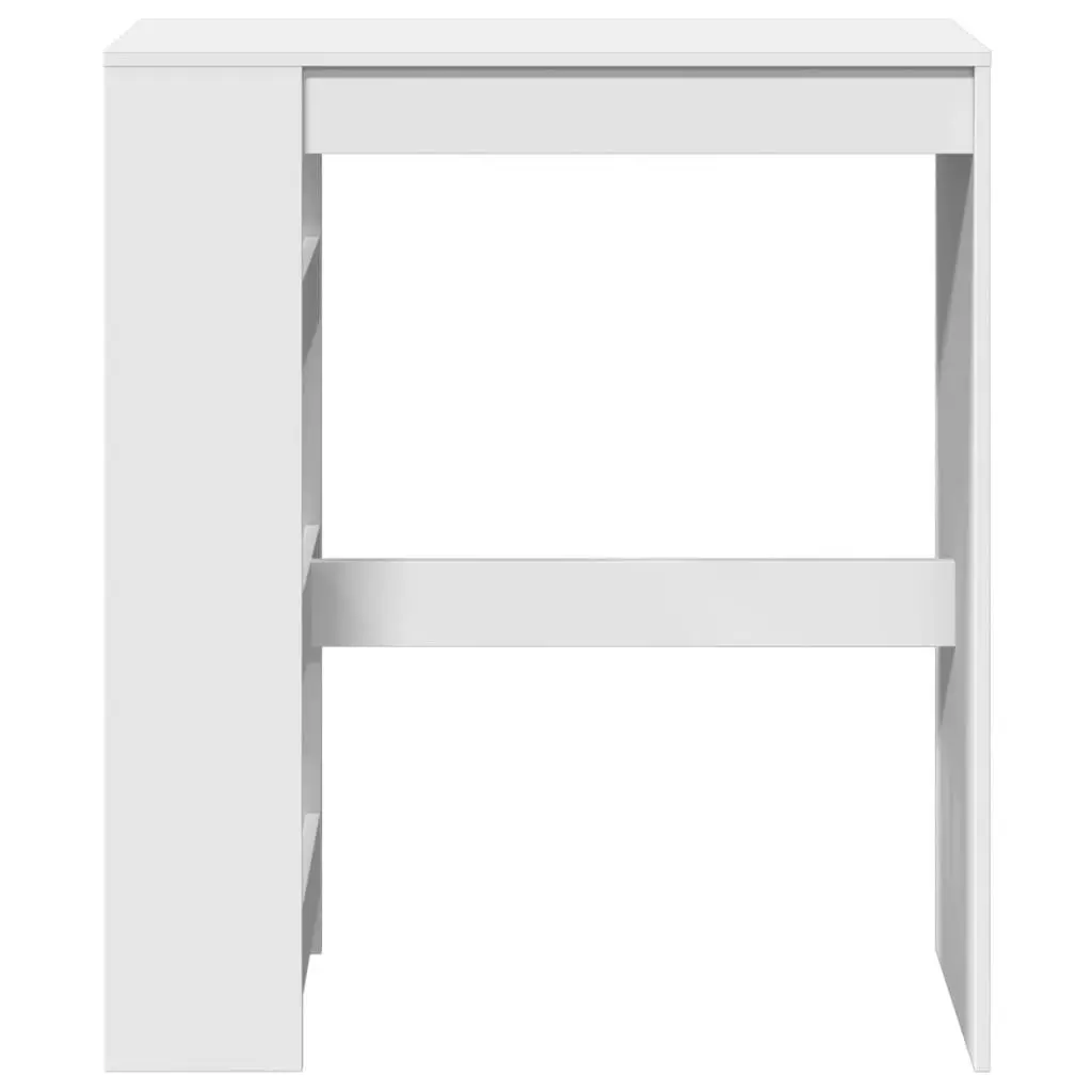 White Bar Table with Storage Shelves