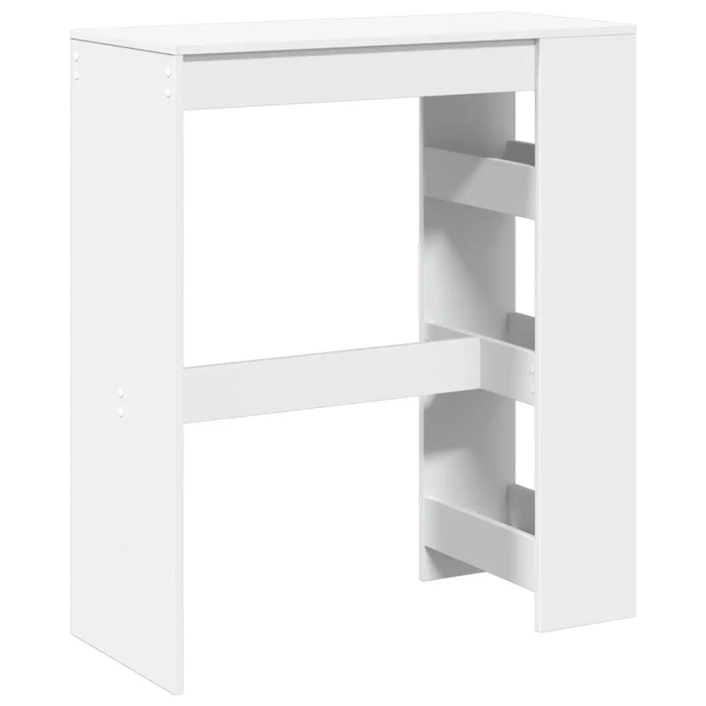 White Bar Table with Storage Shelves