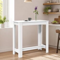 Bar Table White Kitchen Dining High Top Pub Tall Counter Standing Furniture