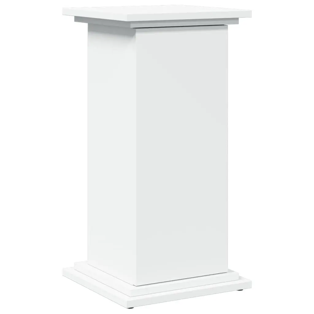 Two-Tier White Pillar Display Stand with Storage