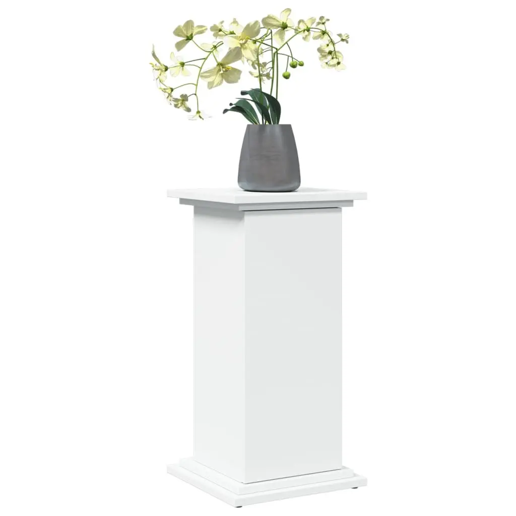 Two-Tier White Pillar Display Stand with Storage