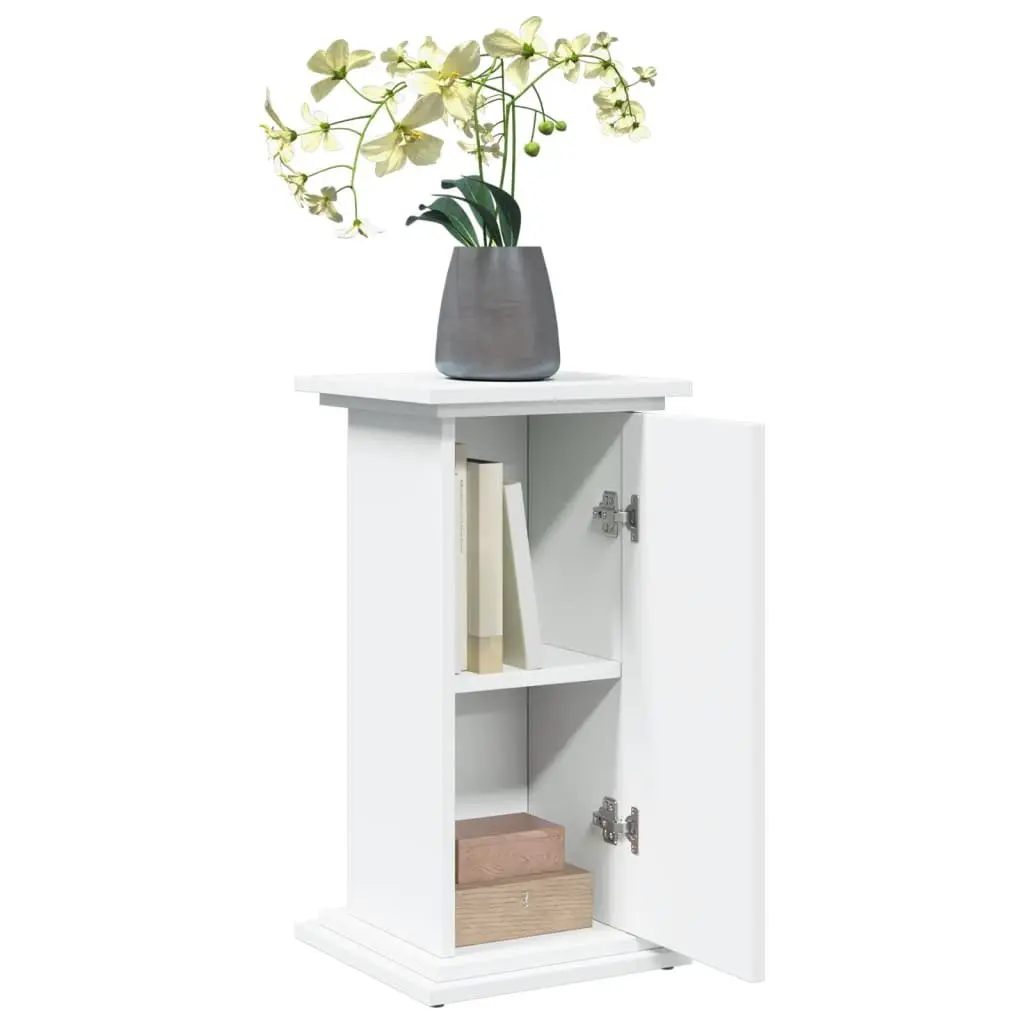 Two-Tier White Pillar Display Stand with Storage