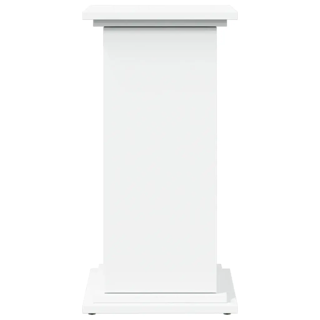 Two-Tier White Pillar Display Stand with Storage