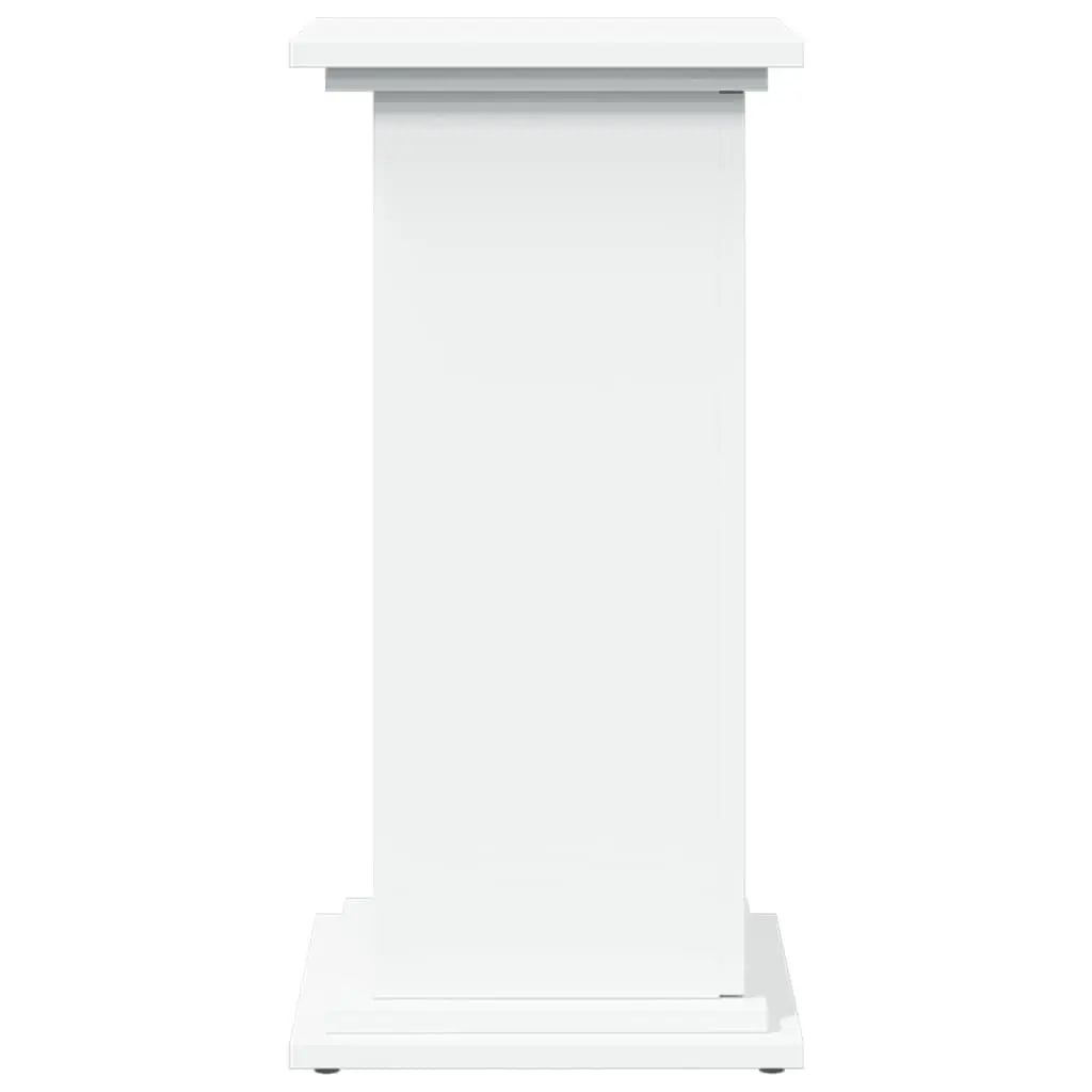 Two-Tier White Pillar Display Stand with Storage