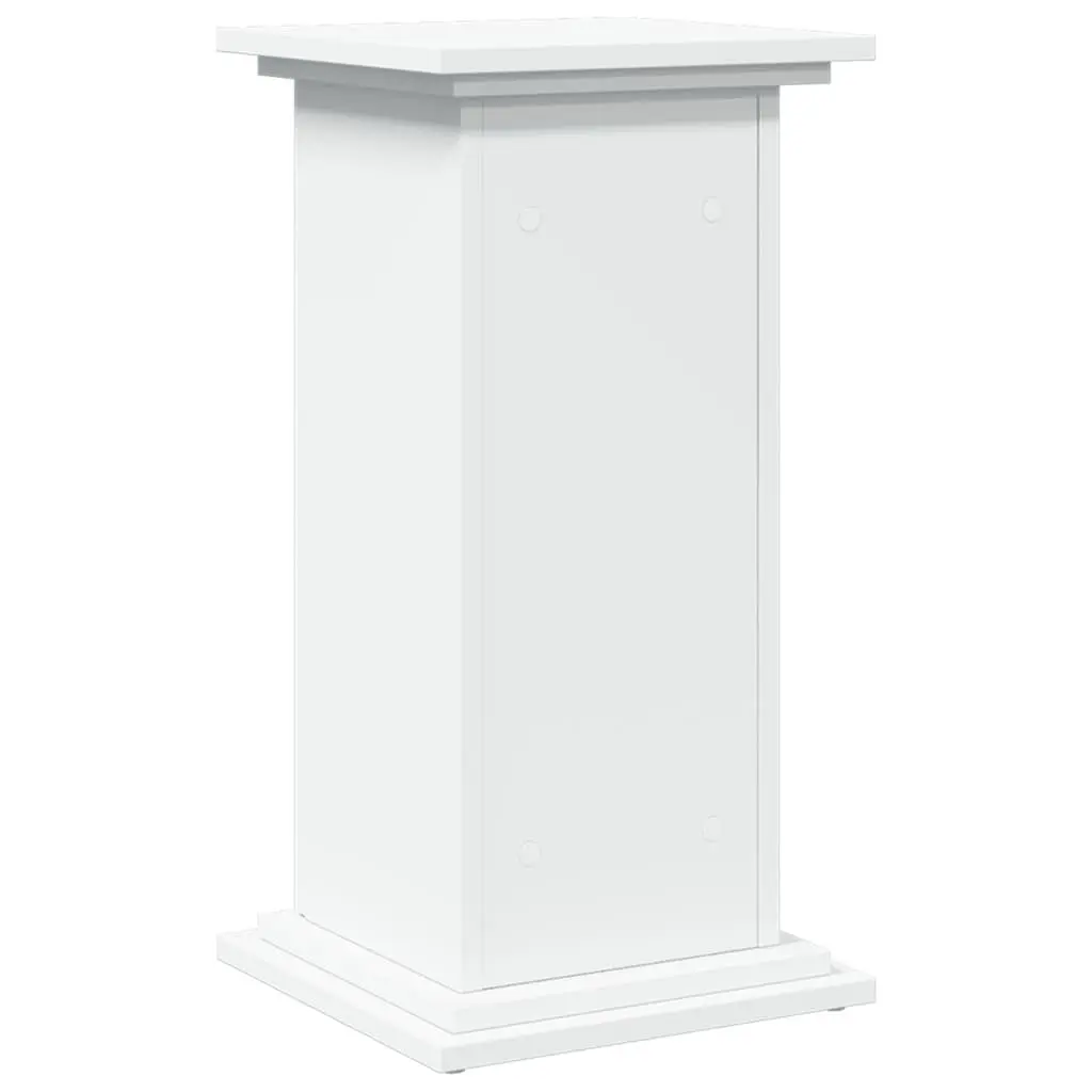 Two-Tier White Pillar Display Stand with Storage