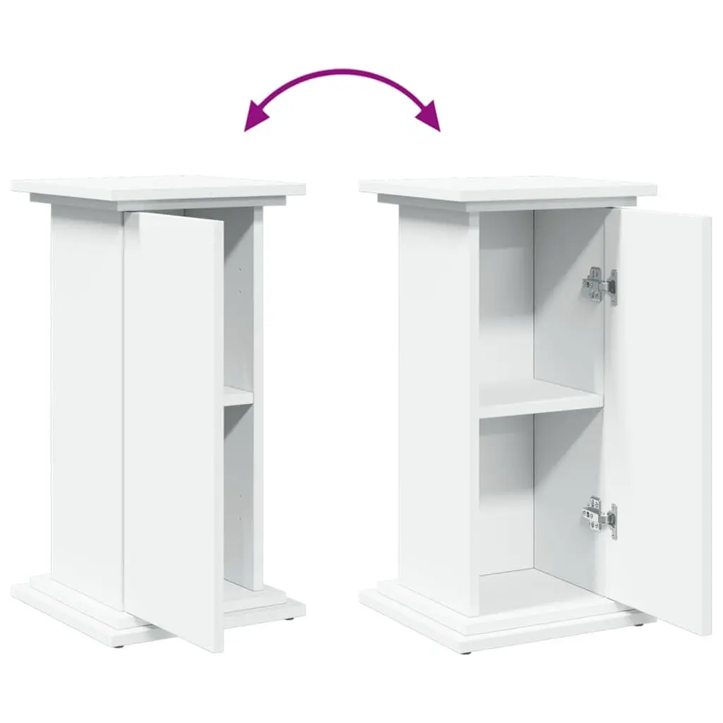 Two-Tier White Pillar Display Stand with Storage