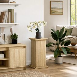 Elegant Pillar-Style Display Stand with Storage