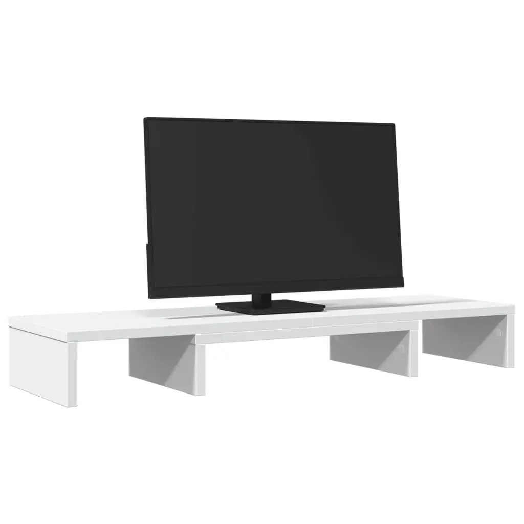 Adjustable Monitor Stand Riser Engineered Wood 80 x 24 x 10.5 cm White