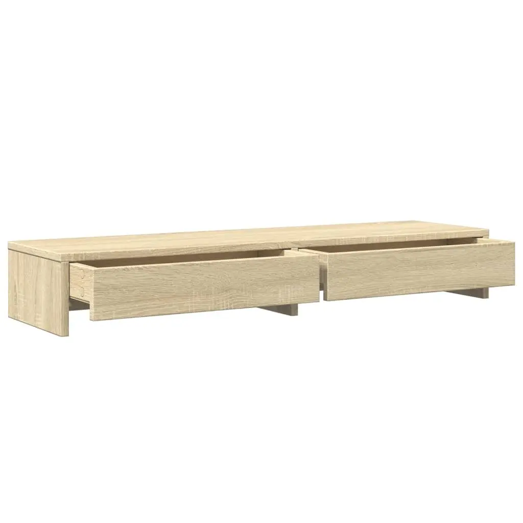 Monitor Stand Engineered Wood Brown with Storage Drawers