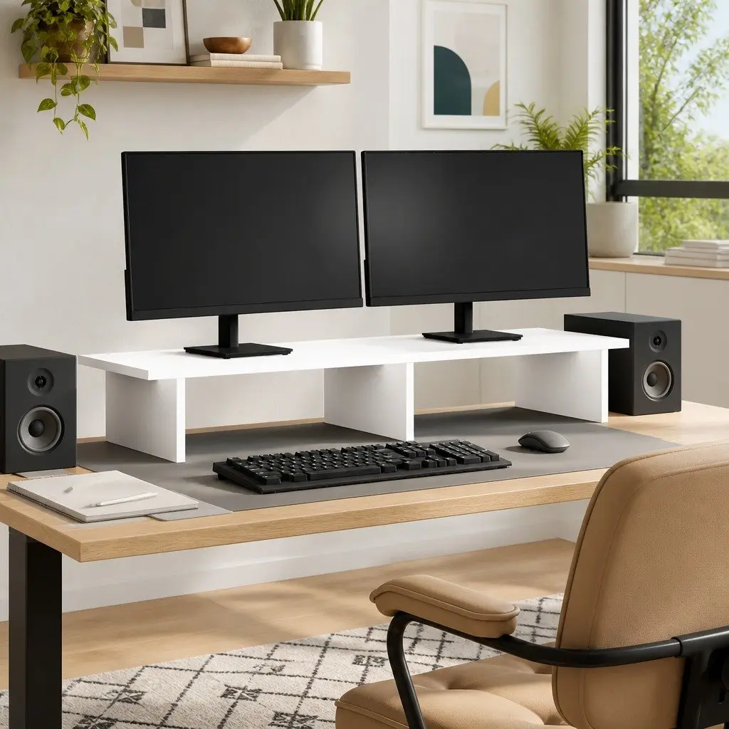 Monitor Stand Engineered Wood 100 x 27 x 15 cm White