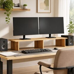Engineered Wood Monitor Stand Riser in Brown