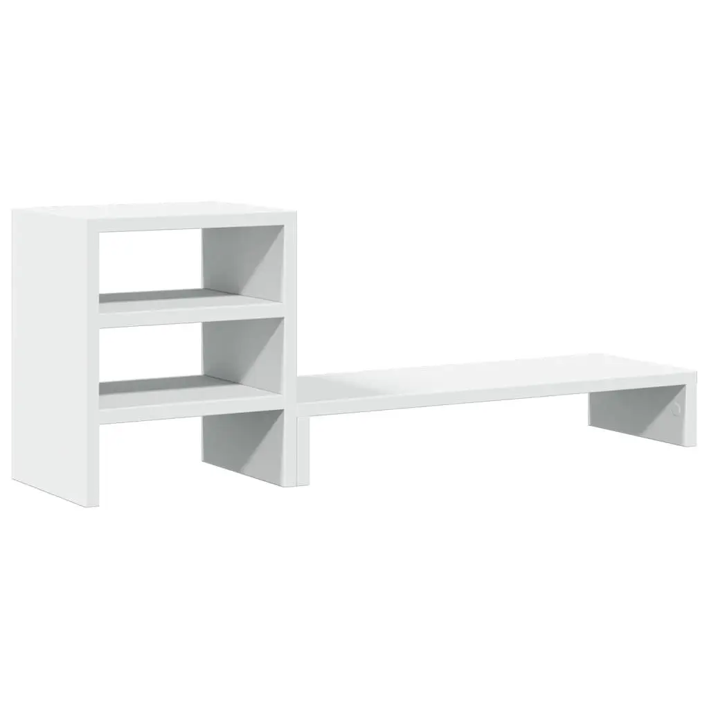 White Engineered Wood Monitor Stand with Organizer