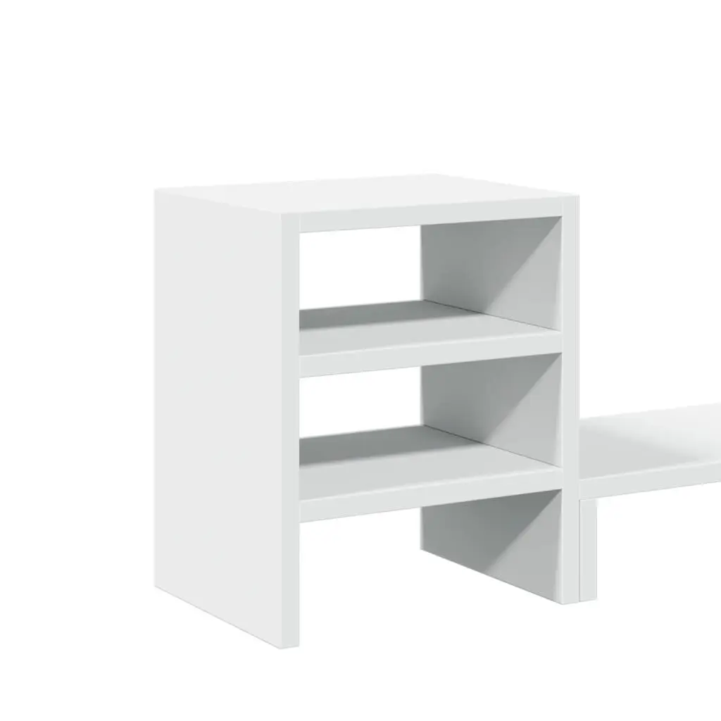 White Engineered Wood Monitor Stand with Organizer