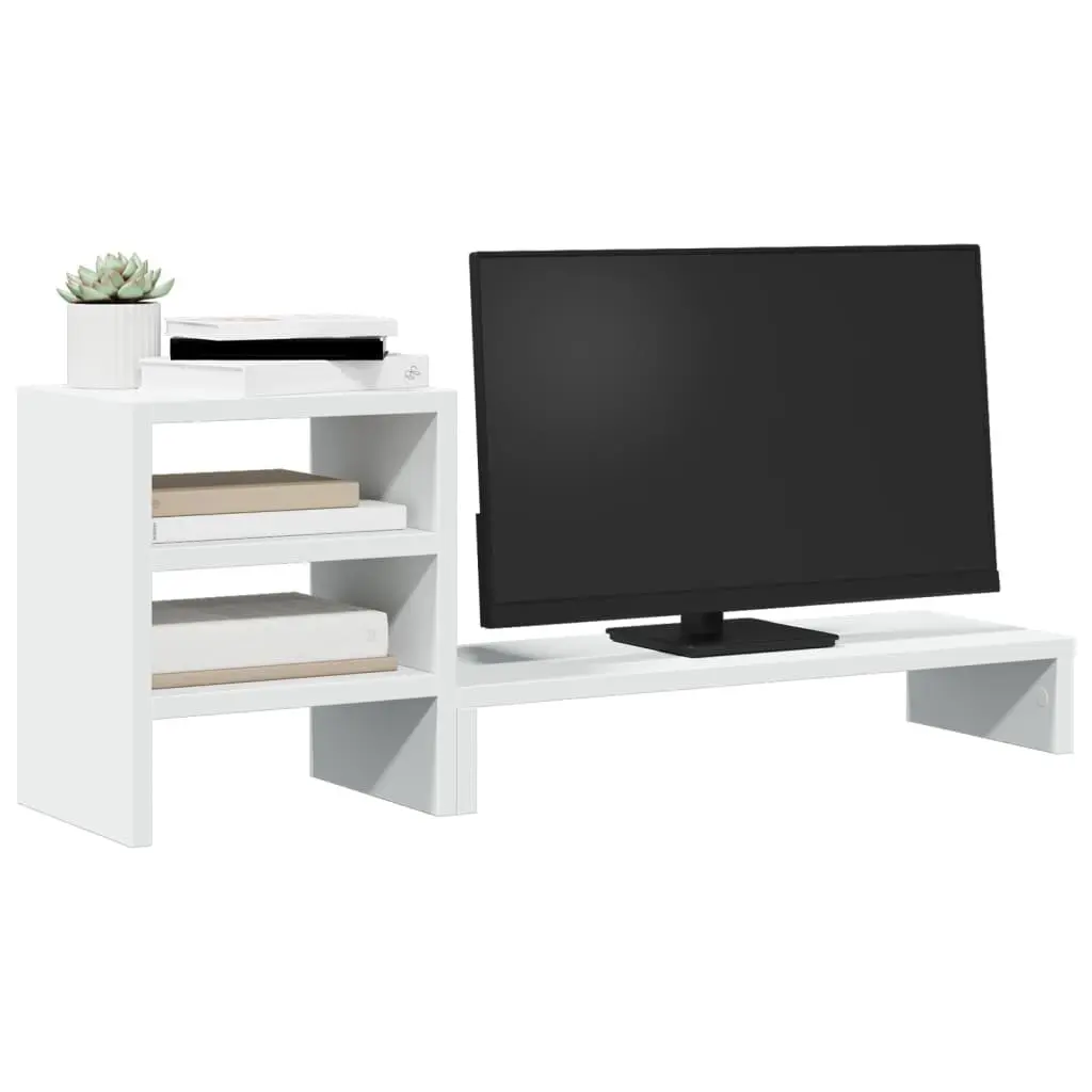 White Engineered Wood Monitor Stand with Organizer