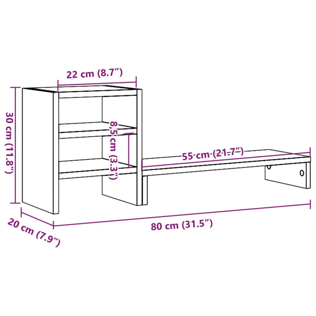 White Engineered Wood Monitor Stand with Organizer