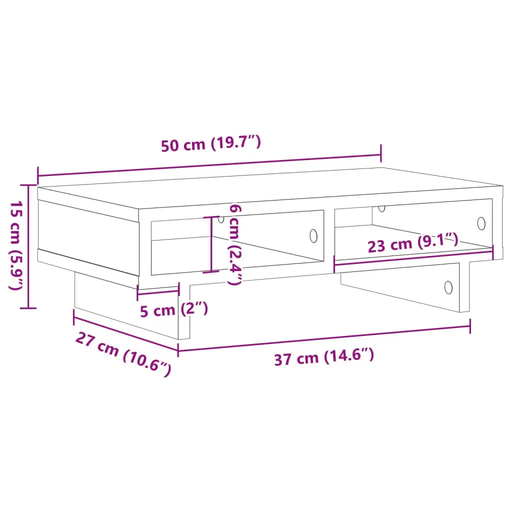 Monitor Stand Engineered Wood 50 x 27 x 15 cm White