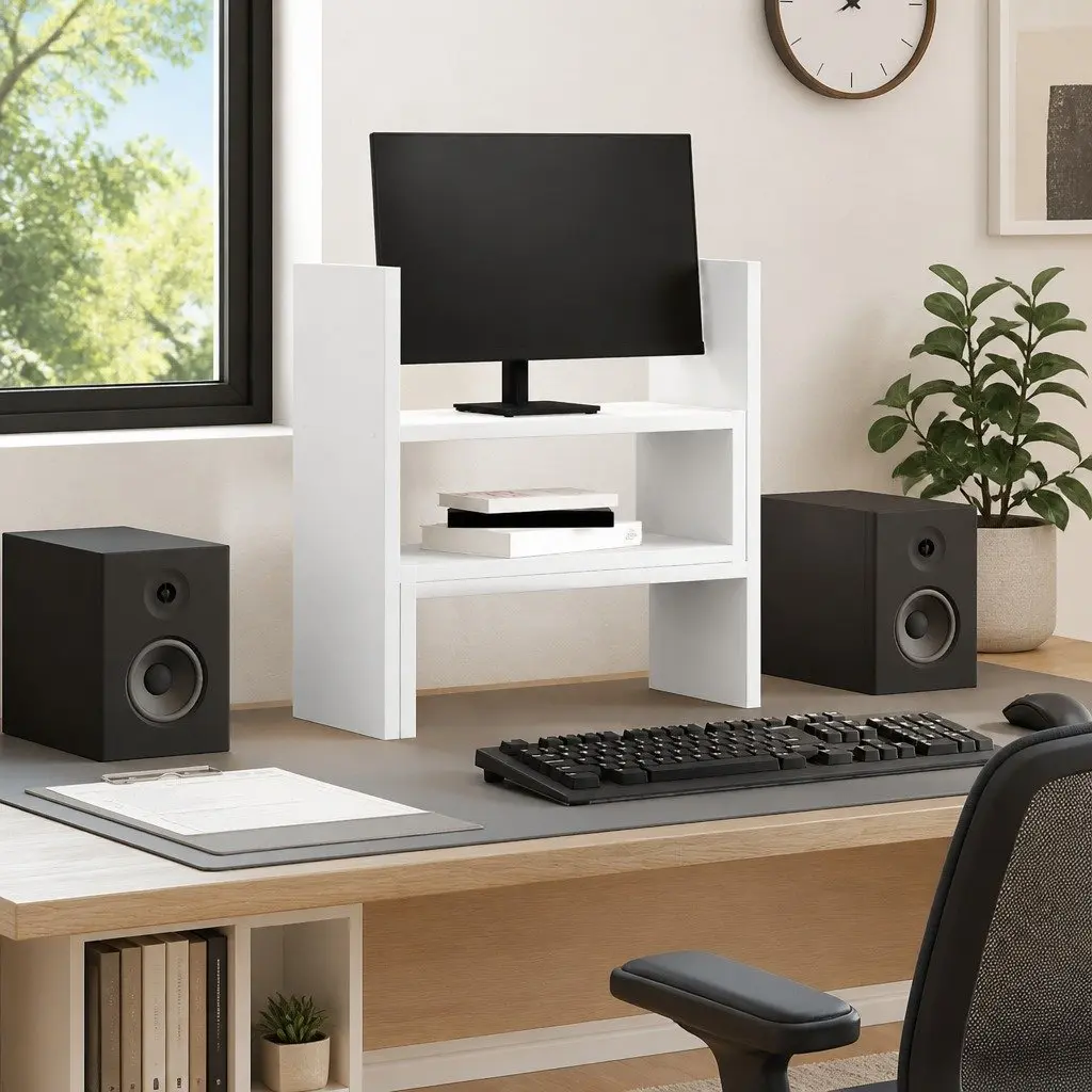 Adjustable Desk Organiser in White Engineered Wood