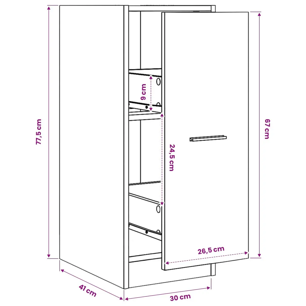 Sonoma Oak Apothecary Cabinet with Durable Construction