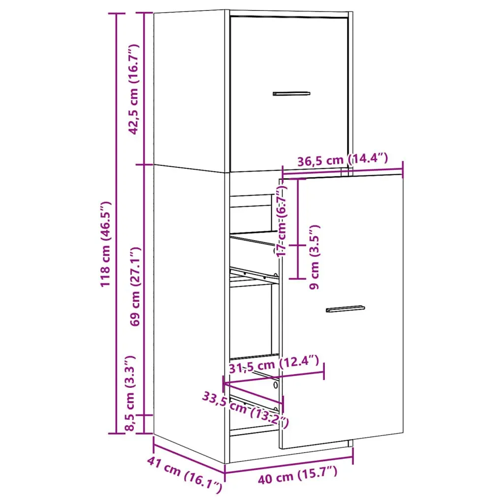 White Apothecary Storage Cabinet 40x41x118cm
