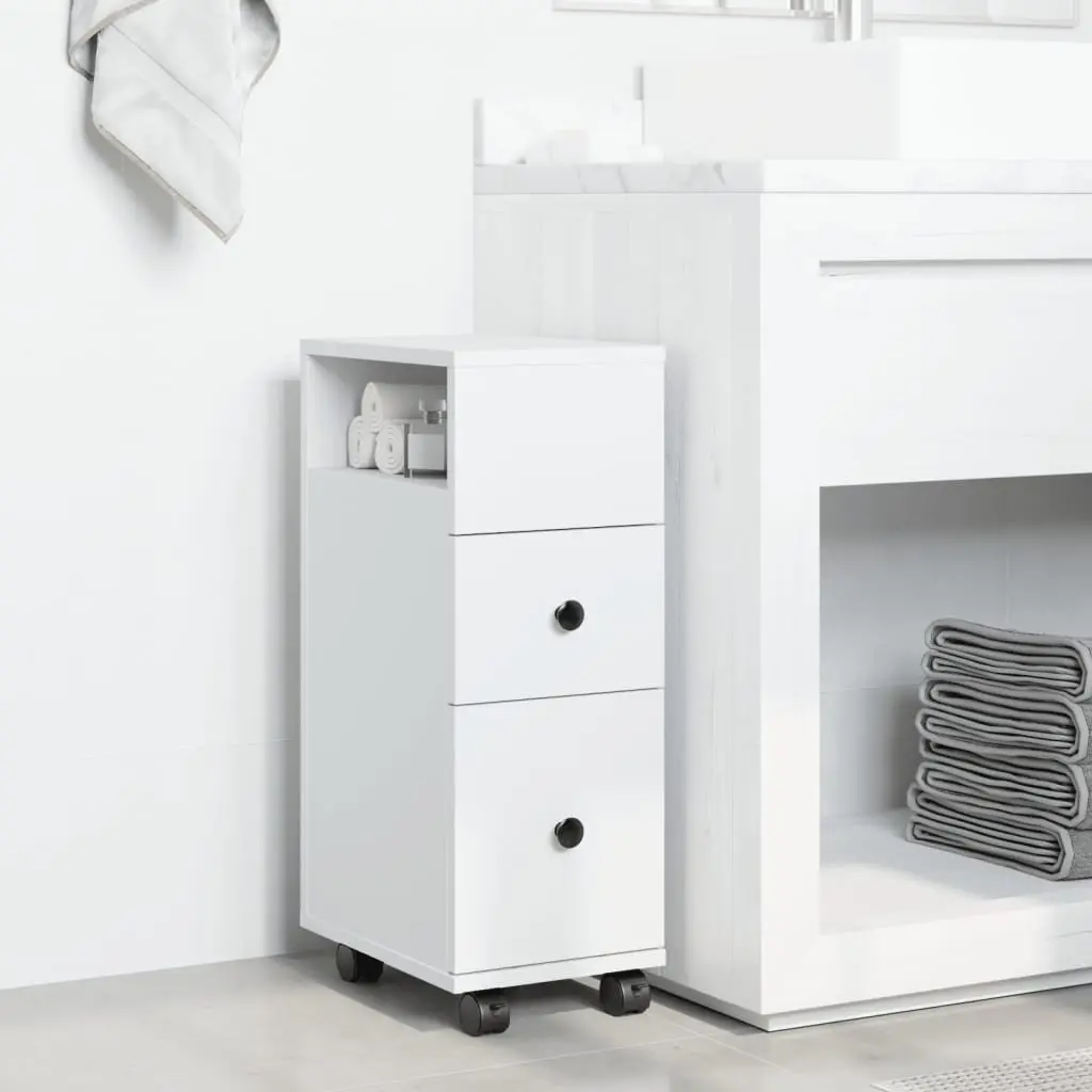 Narrow Bathroom Storage Cabinet on Wheels
