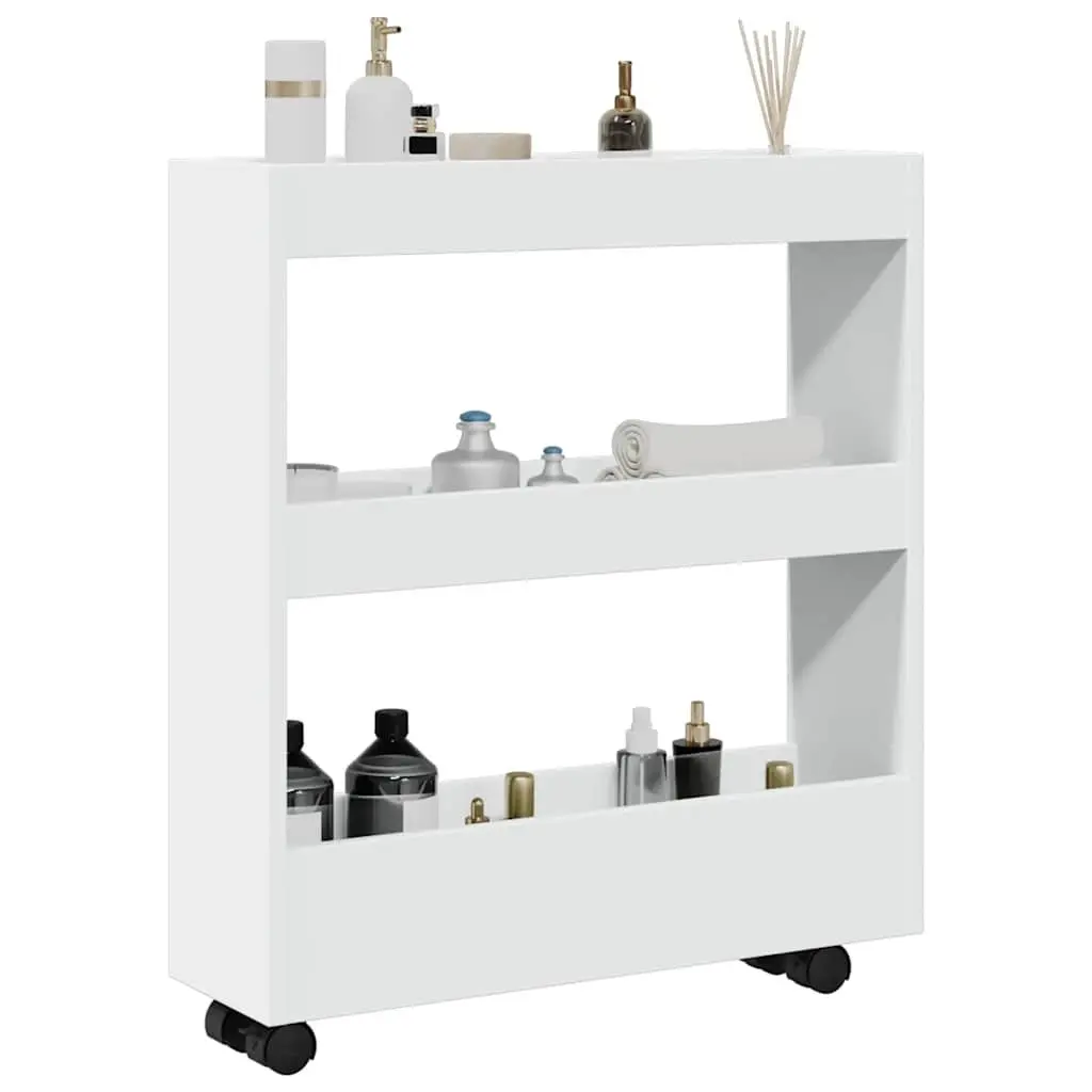 Narrow Storage Trolley Engineered Wood 3 Tier White
