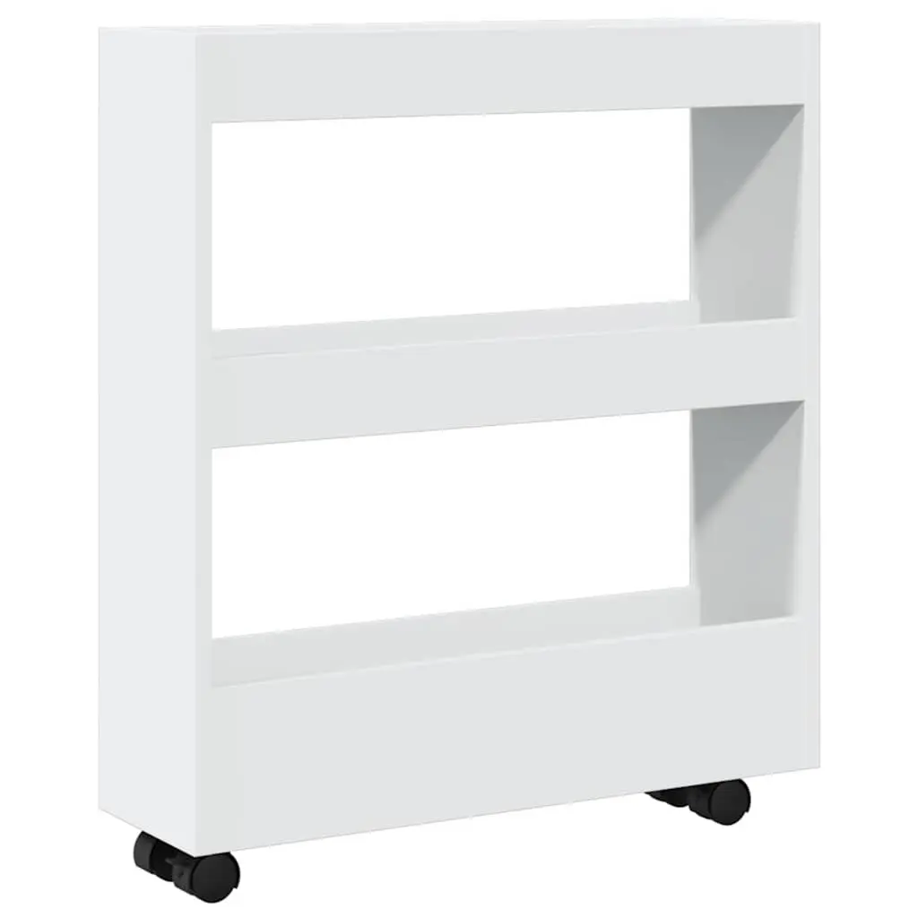 Narrow Storage Trolley Engineered Wood 3 Tier White