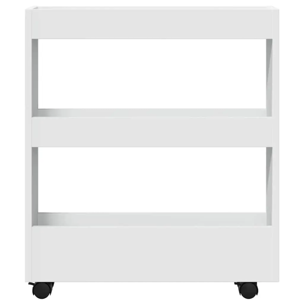 Narrow Storage Trolley Engineered Wood 3 Tier White