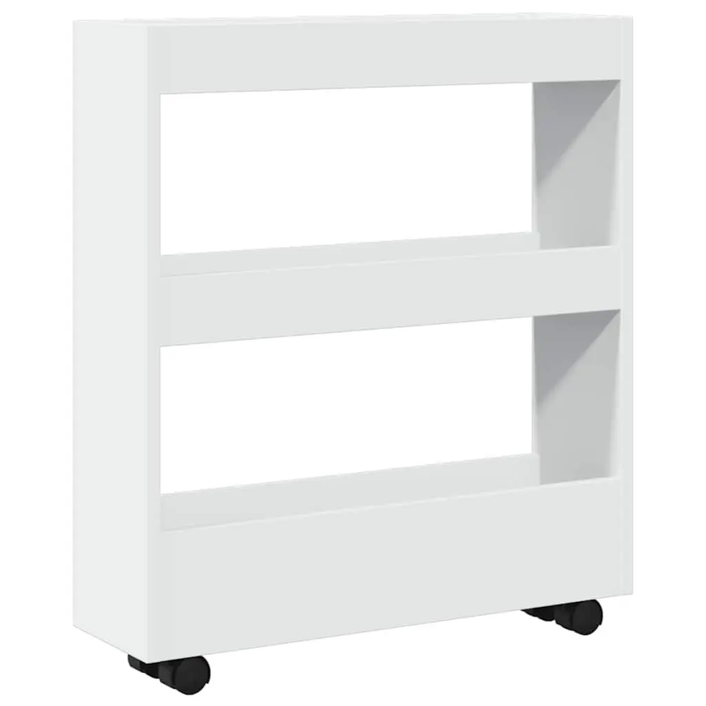 Narrow Storage Trolley Engineered Wood 3 Tier White