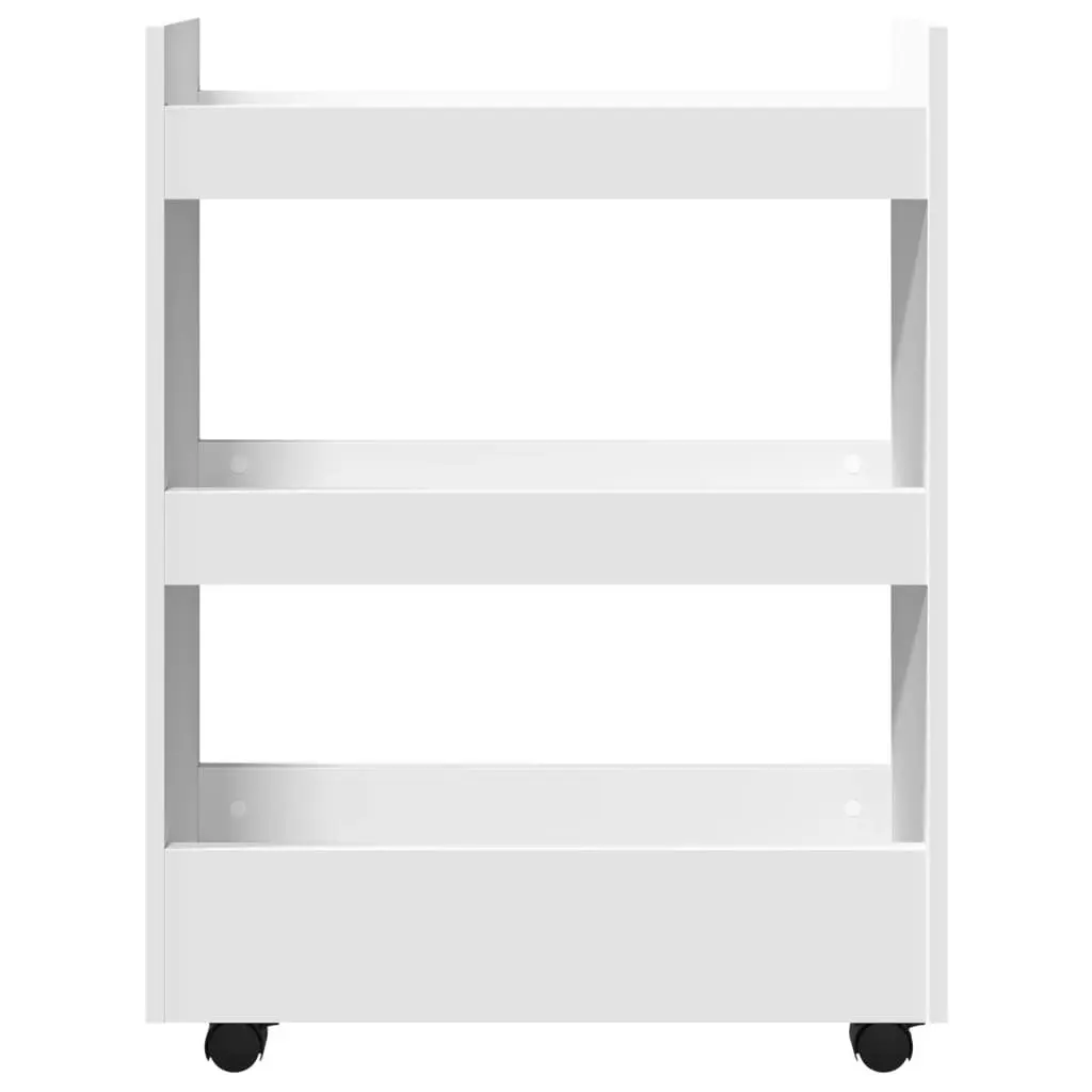 White Rolling Cart 3 Tier Narrow Storage Trolley