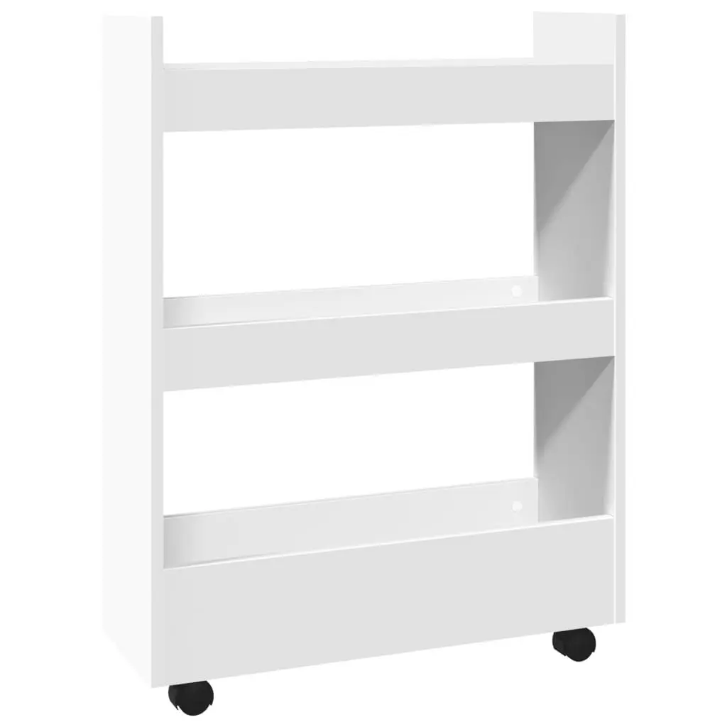 White Rolling Cart 3 Tier Narrow Storage Trolley