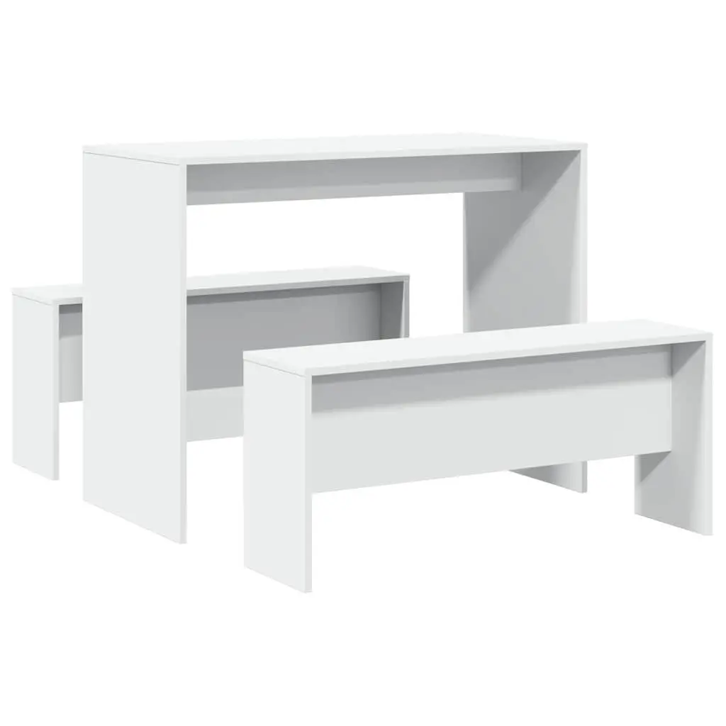 White Dining Table and Bench Set for Family Meals
